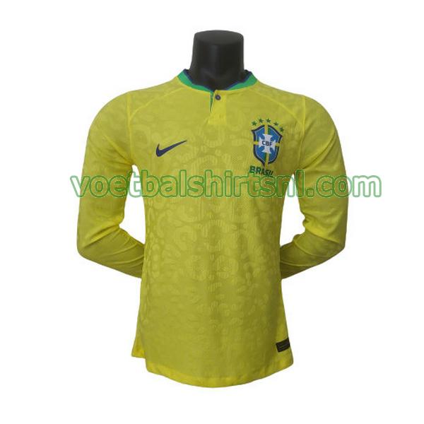 shirt brazilië mannen 2022 thuis geel player lange mouwen