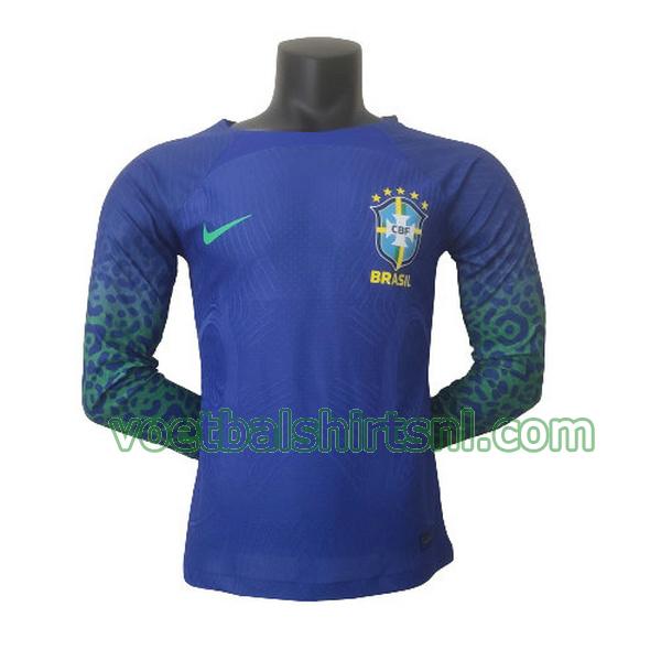 shirt brazilië mannen 2022 uit blauw player lange mouwen