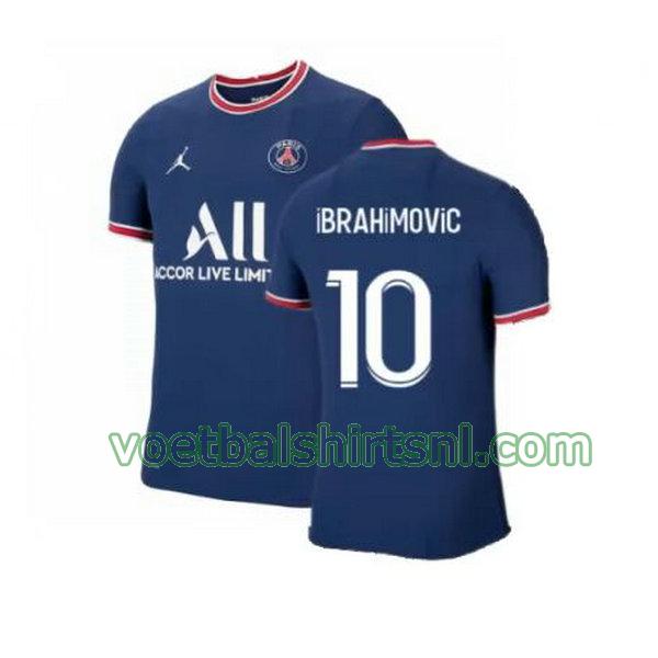 voebtbalshirt paris saint germain mannen 2021 2022 thuis ibrahimovic 10 blauw