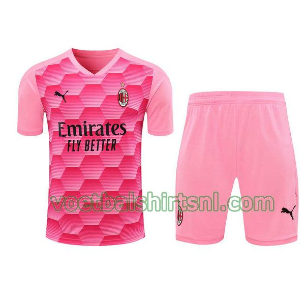 voetbalshirt+pantalón ac milan mannen 2021 doelman roze