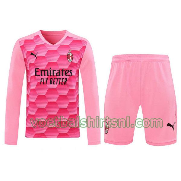 voetbalshirt+pantalón ac milan mannen 2021 doelman roze lange mouwen