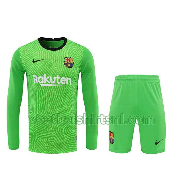 voetbalshirt+pantalón barcelona mannen 2021 doelman groen lange mouwen