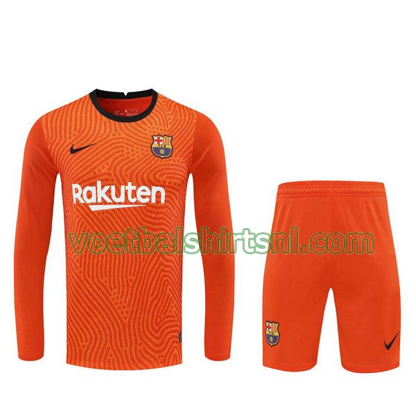 voetbalshirt+pantalón barcelona mannen 2021 doelman oranje lange mouwen
