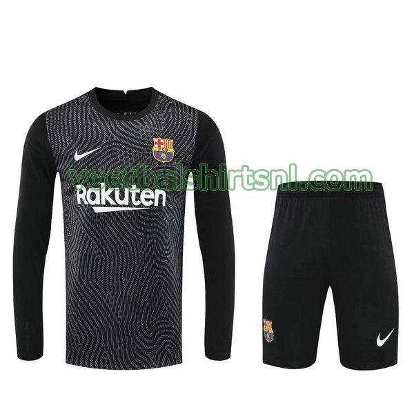 voetbalshirt+pantalón barcelona mannen 2021 doelman zwart lange mouwen