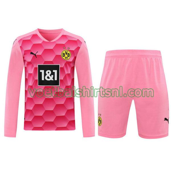 voetbalshirt+pantalón borussia dortmund mannen 2021 doelman roze lange mouwen
