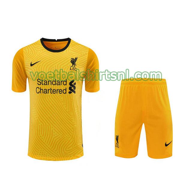 voetbalshirt+pantalón liverpool mannen 2021 doelman geel