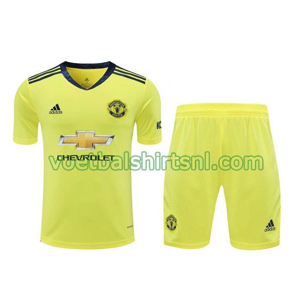 voetbalshirt+pantalón manchester united mannen 2021 doelman geel
