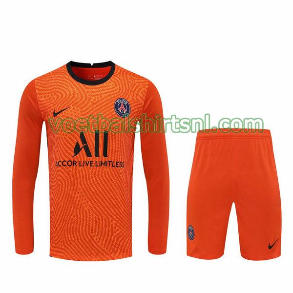 voetbalshirt+pantalón paris saint germain mannen 2021 doelman oranje lange mouwen