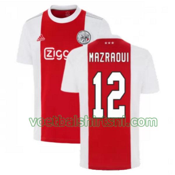 voetbalshirt ajax mannen 2021 2022 thuis mazraoui 12 rood wit