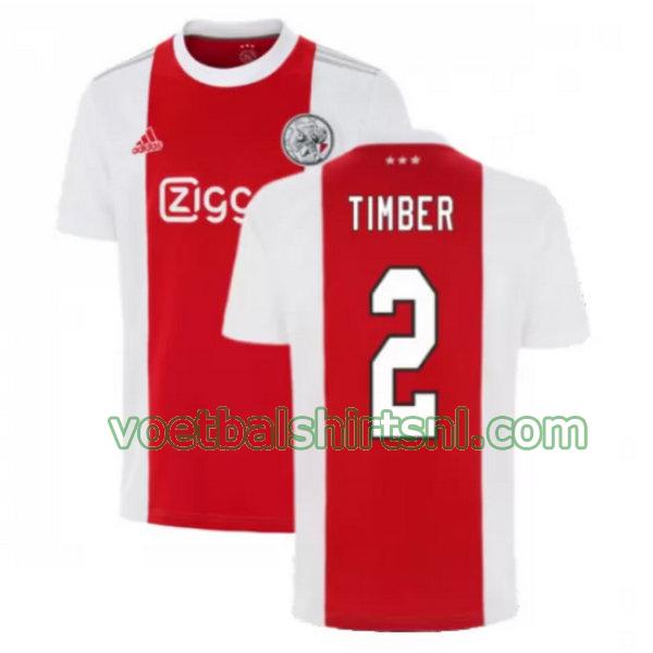 voetbalshirt ajax mannen 2021 2022 thuis timber 2 rood wit