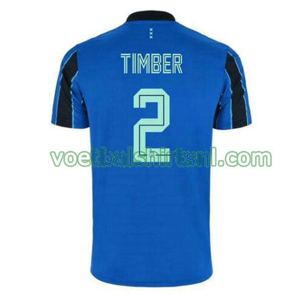voetbalshirt ajax mannen 2021 2022 uit jurrien timber 2 blauw