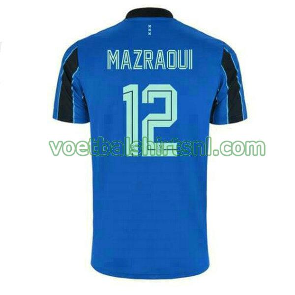voetbalshirt ajax mannen 2021 2022 uit mazraoui 12 blauw