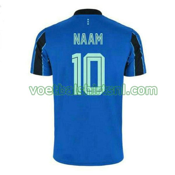 voetbalshirt ajax mannen 2021 2022 uit met eigen naam en nummer 10 blauw