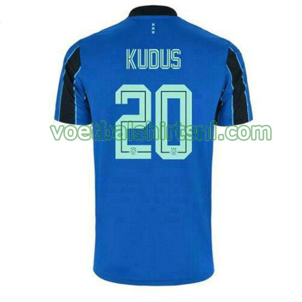 voetbalshirt ajax mannen 2021 2022 uit mohammed kudus 20 blauw