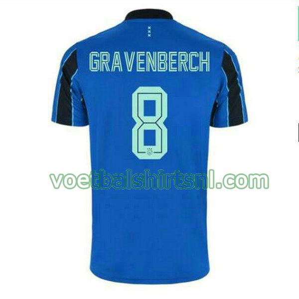 voetbalshirt ajax mannen 2021 2022 uit ryan gravenberch 8 blauw