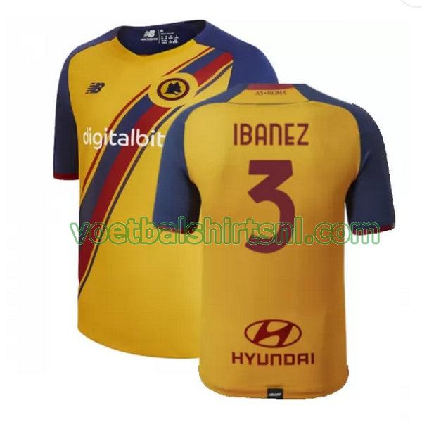 voetbalshirt as roma mannen 2021 2022 fourth ibanez 3 geel
