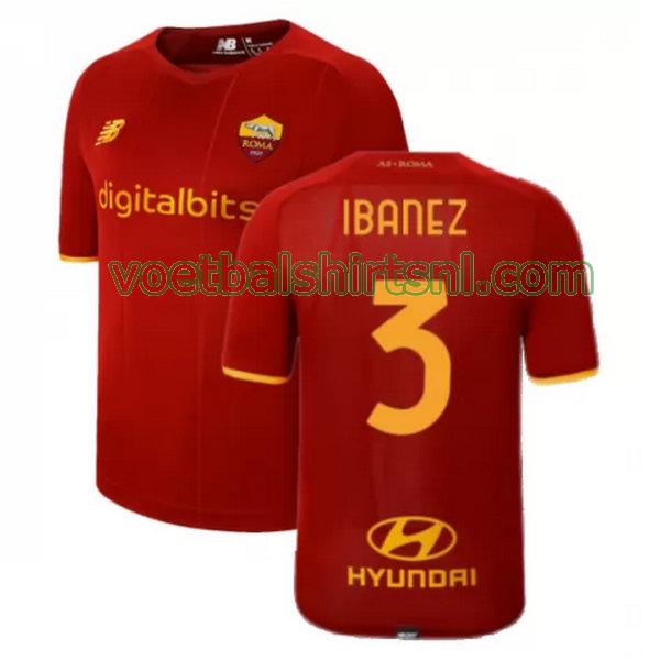 voetbalshirt as roma mannen 2021 2022 thuis ibanez 3 rood