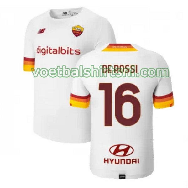 voetbalshirt as roma mannen 2021 2022 uit de rossi 16 wit
