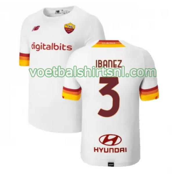 voetbalshirt as roma mannen 2021 2022 uit ibanez 3 wit