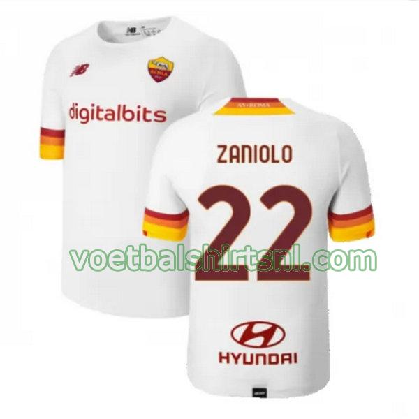 voetbalshirt as roma mannen 2021 2022 uit zaniolo 22 wit