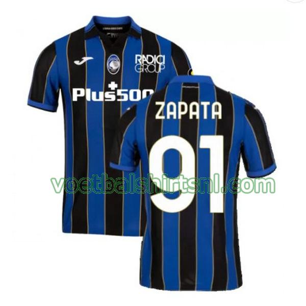 voetbalshirt atalanta mannen 2021 2022 thuis zapata 91 blauw zwart
