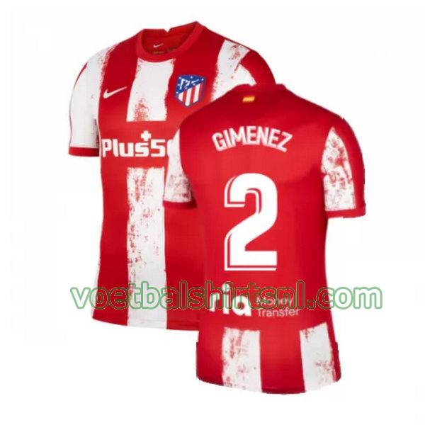 voetbalshirt atletico madrid mannen 2021 2022 thuis gimenez 2 rood wit