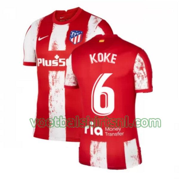 voetbalshirt atletico madrid mannen 2021 2022 thuis koke 6 rood wit