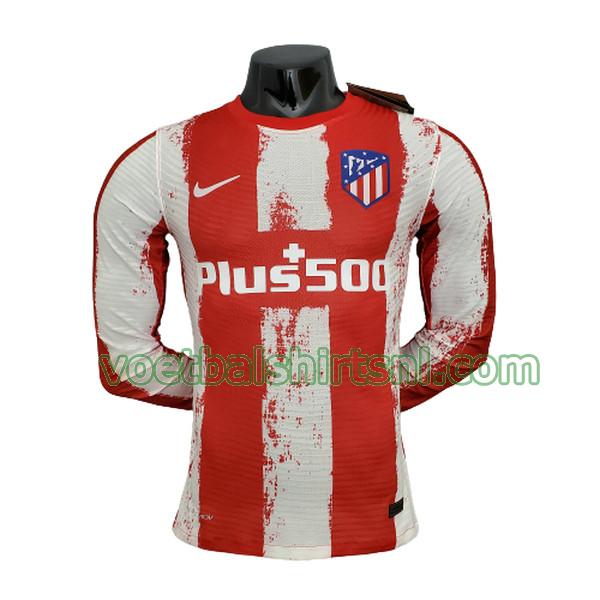 voetbalshirt atletico madrid mannen 2021 2022 thuis lange mouwen rood wit player