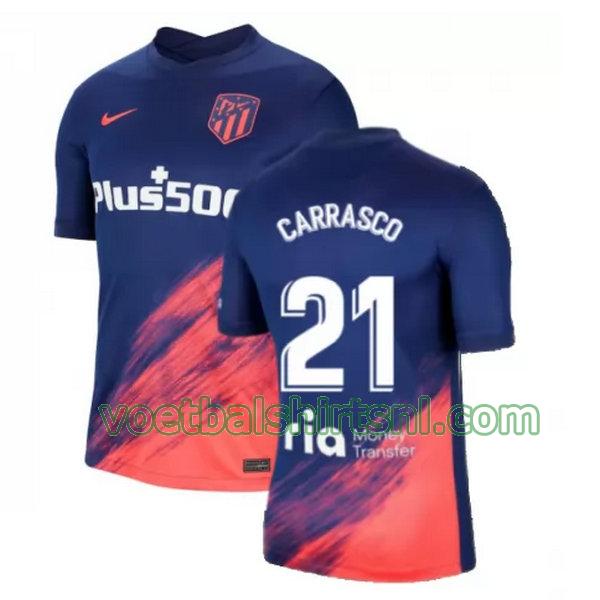 voetbalshirt atletico madrid mannen 2021 2022 uit carrasco 21 blauw zwart
