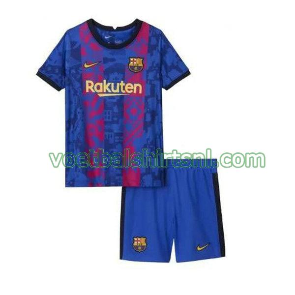 voetbalshirt barcelona kinderen 2021 2022 3e blauw rood