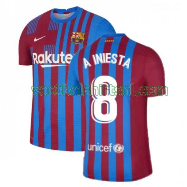 voetbalshirt barcelona mannen 2021 2022 thuis a iniesta 8 rood wit