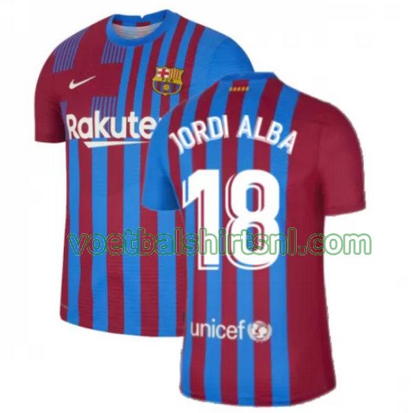 voetbalshirt barcelona mannen 2021 2022 thuis jordi alba 18 rood wit