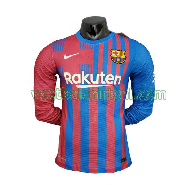 voetbalshirt barcelona mannen 2021 2022 thuis lange mouwen blauw rood player
