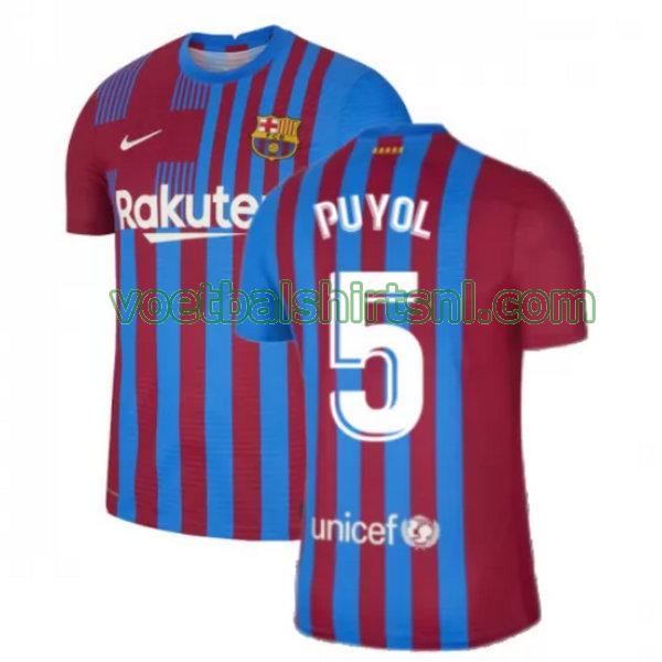 voetbalshirt barcelona mannen 2021 2022 thuis puyol 5 rood wit