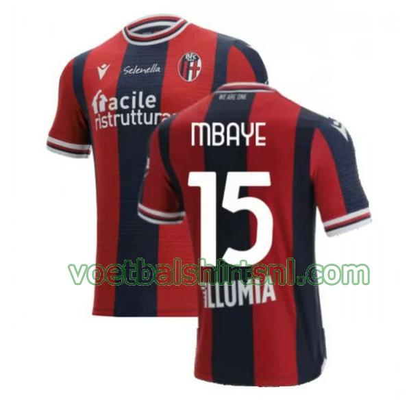 voetbalshirt bologna mannen 2021 2022 thuis mbaye 15 rood blauw