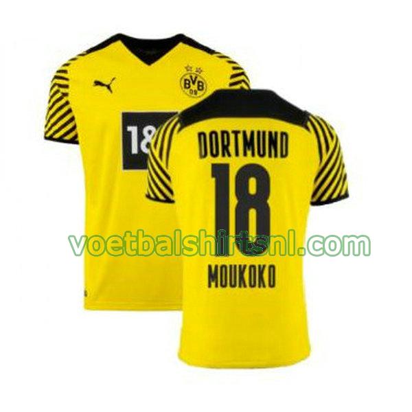 voetbalshirt borussia dortmund mannen 2021 2022 thuis moukoko 18 geel