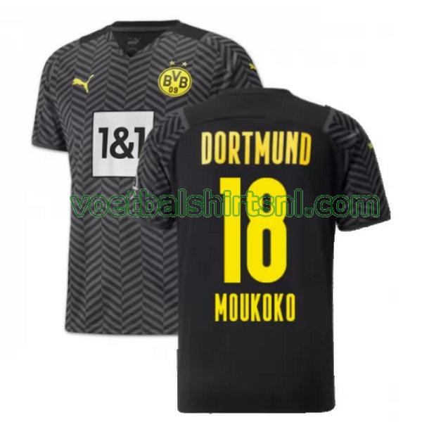 voetbalshirt borussia dortmund mannen 2021 2022 uit moukoko 18 zwart