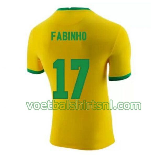 voetbalshirt brazilië mannen 2020-2021 thuis fabinho 17 geel