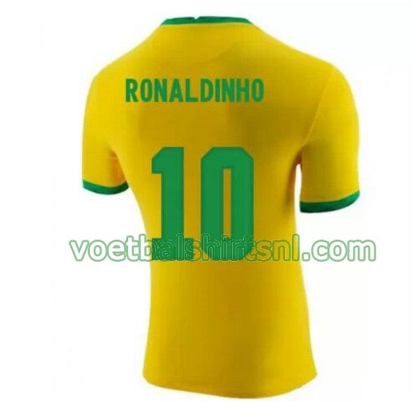 voetbalshirt brazilië mannen 2020-2021 thuis ronaldinho 10 geel