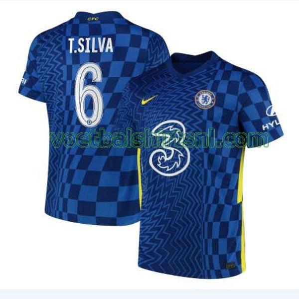 voetbalshirt chelsea mannen 2021 2022 thuis t. silva 6 blauw