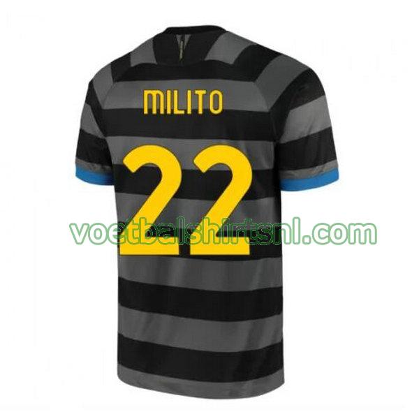 voetbalshirt inter milan mannen 2020-2021 3e milito 22 grijs