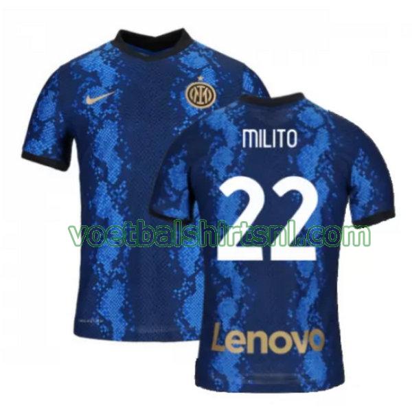 voetbalshirt inter milan mannen 2021 2022 thuis milito 22 blauw