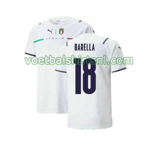 voetbalshirt italië mannen 2021 2022 uit barella 18 wit