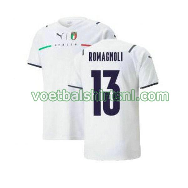 voetbalshirt italië mannen 2021 2022 uit romagnoli 13 wit