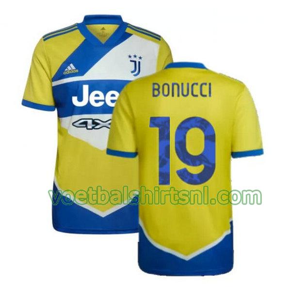 voetbalshirt juventus mannen 2021 2022 3e bonucci 19 geel blauw