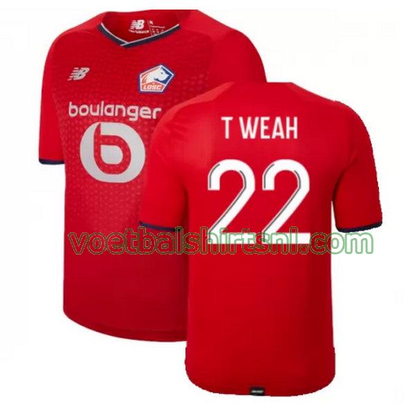voetbalshirt lille osc mannen 2021 2022 thuis t weah 22 rood