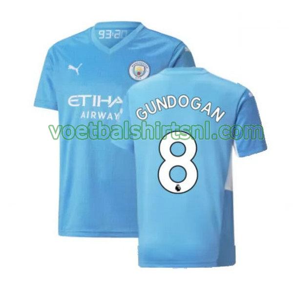 voetbalshirt manchester city mannen 2021 2022 thuis gundogan 8 blauw
