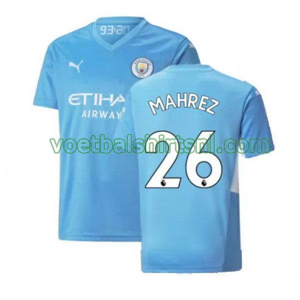 voetbalshirt manchester city mannen 2021 2022 thuis mahrez 26 blauw