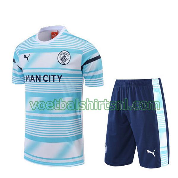 voetbalshirt manchester city mannen 2022 2023 training blauw wit set