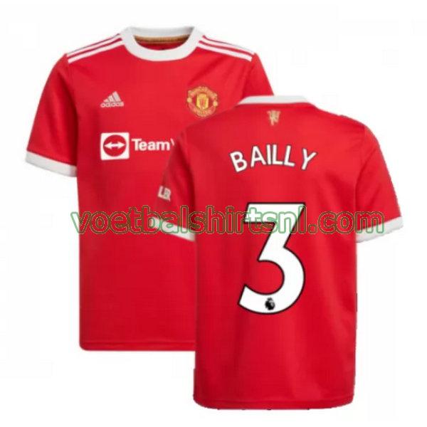 voetbalshirt manchester united mannen 2021 2022 thuis bailly 3 rood